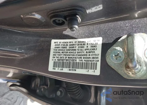2015 Honda Civic Se from USA, damaged, VIN 19XFB2F76FE210574